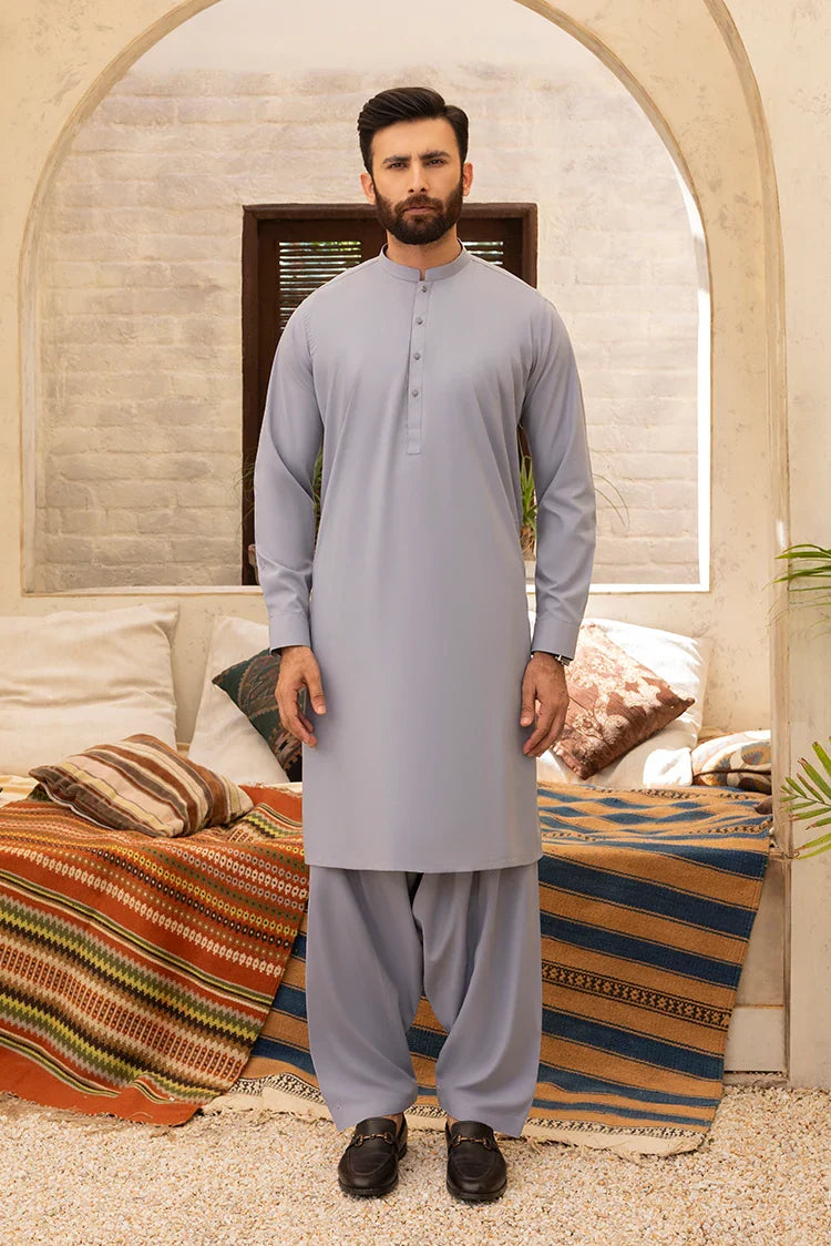 Picture of Black Pearl - Wash & Wear | Grey Ban Shalwar kameez - Available at Raja Sahib
