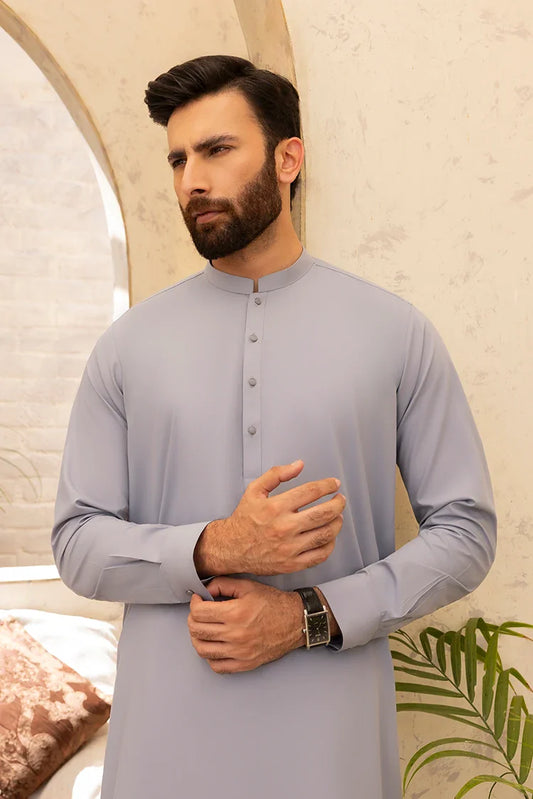 Picture of Black Pearl - Wash & Wear | Grey Ban Shalwar kameez - Available at Raja Sahib