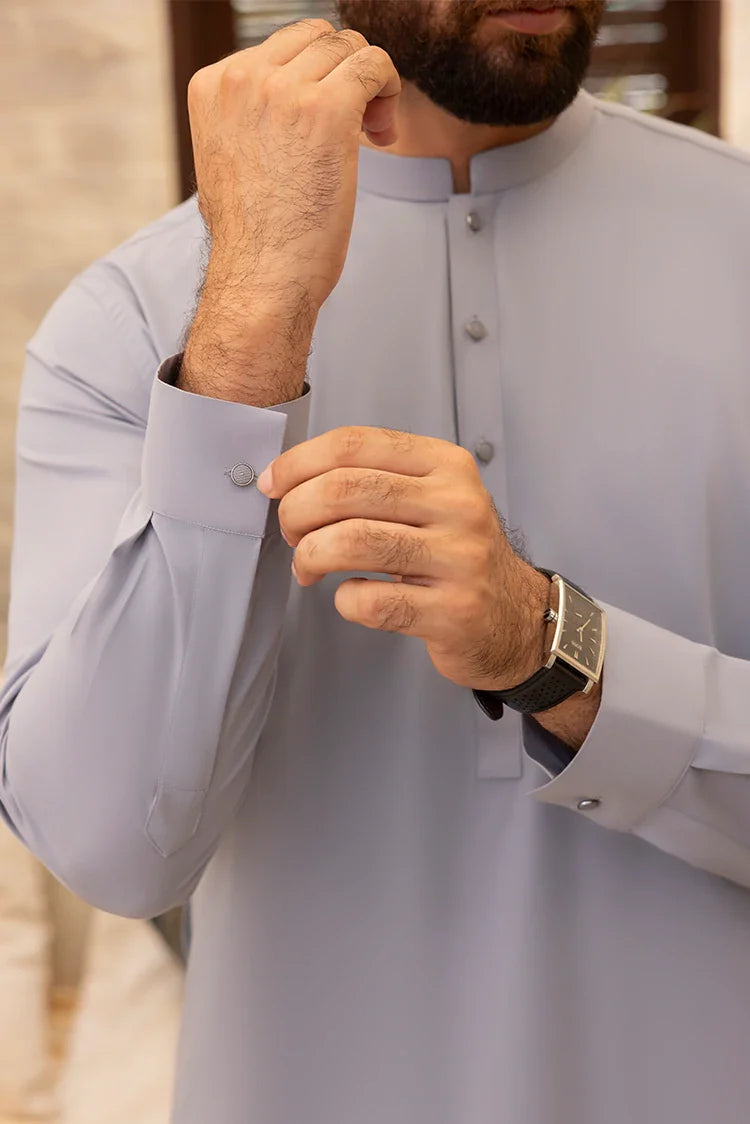 Picture of Black Pearl - Wash & Wear | Grey Ban Shalwar kameez - Available at Raja Sahib