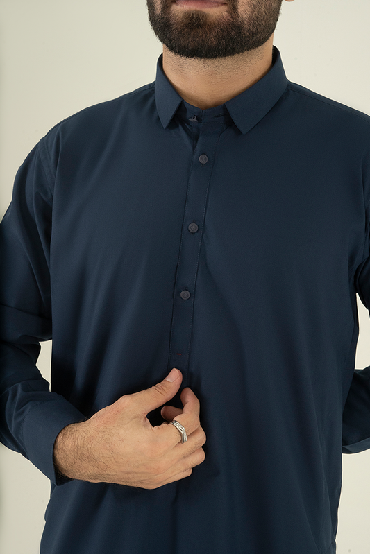 Picture of Black Pearl - Wash & Wear | Blue Collar Kameez Shalwar - Available at Raja Sahib