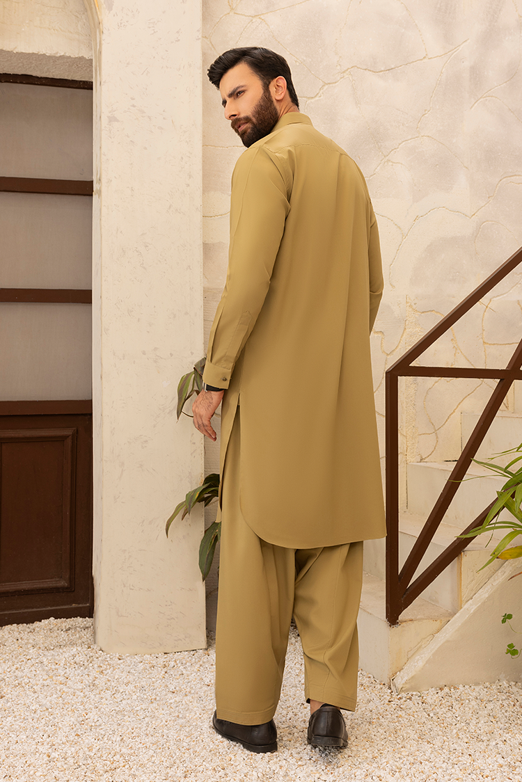 Picture of Black Pearl - Wash & Wear | Sand Collar Shalwar Kameez - Available at Raja Sahib
