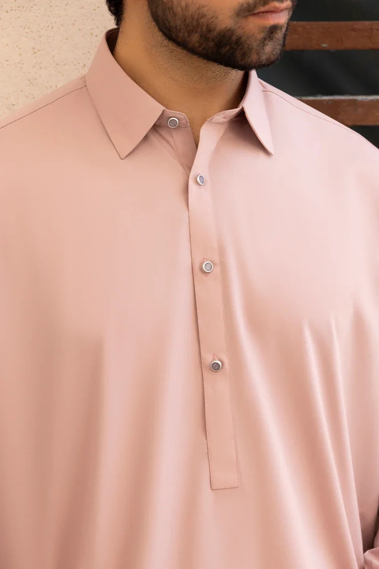 Picture of Black Pearl - Wash & Wear | Muave Collar Shalwar Kameez - Available at Raja Sahib