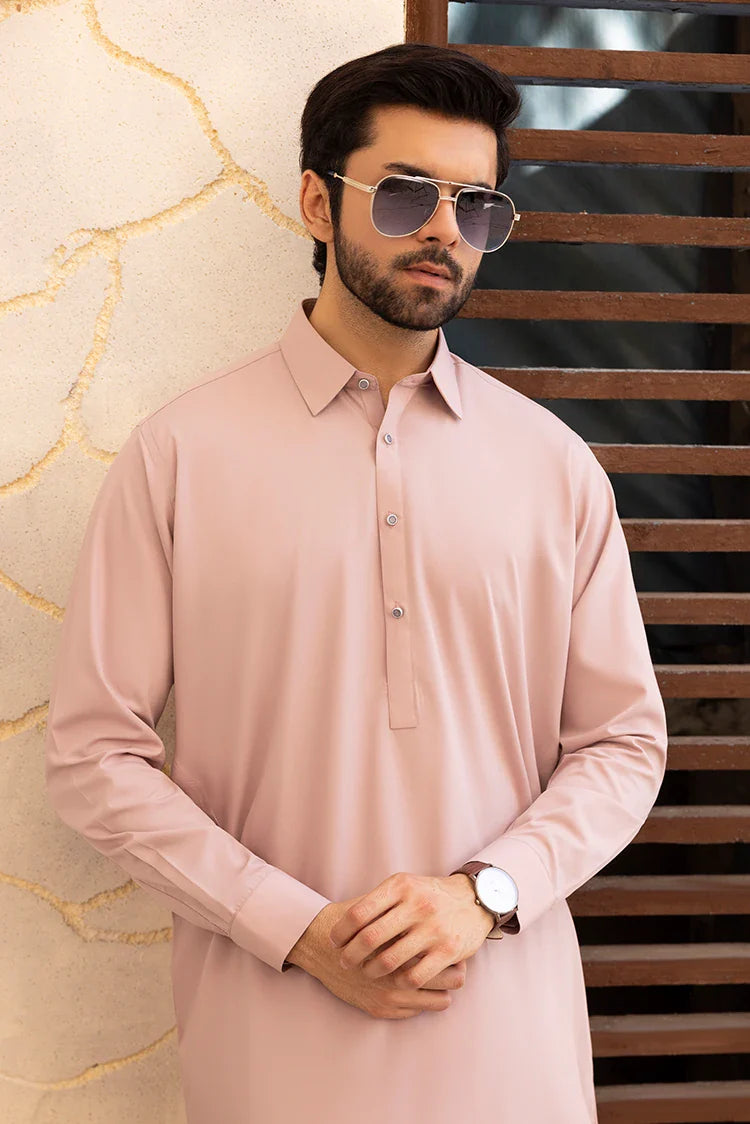 Picture of Black Pearl - Wash & Wear | Muave Collar Shalwar Kameez - Available at Raja Sahib