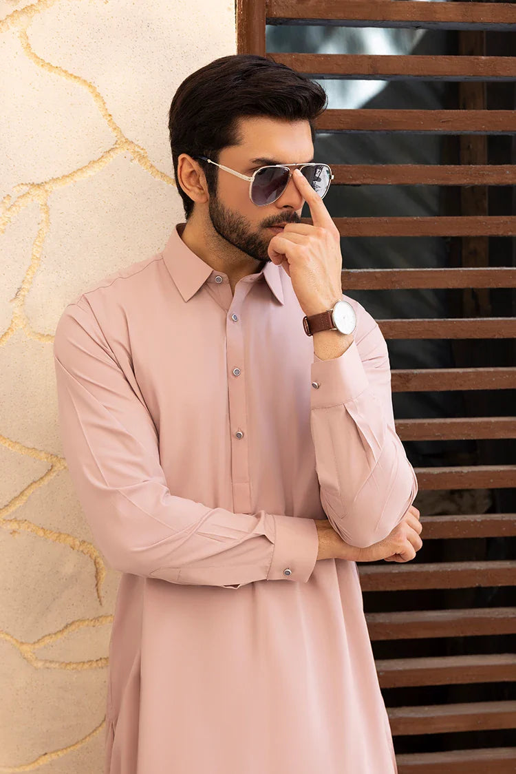 Picture of Black Pearl - Wash & Wear | Muave Collar Shalwar Kameez - Available at Raja Sahib
