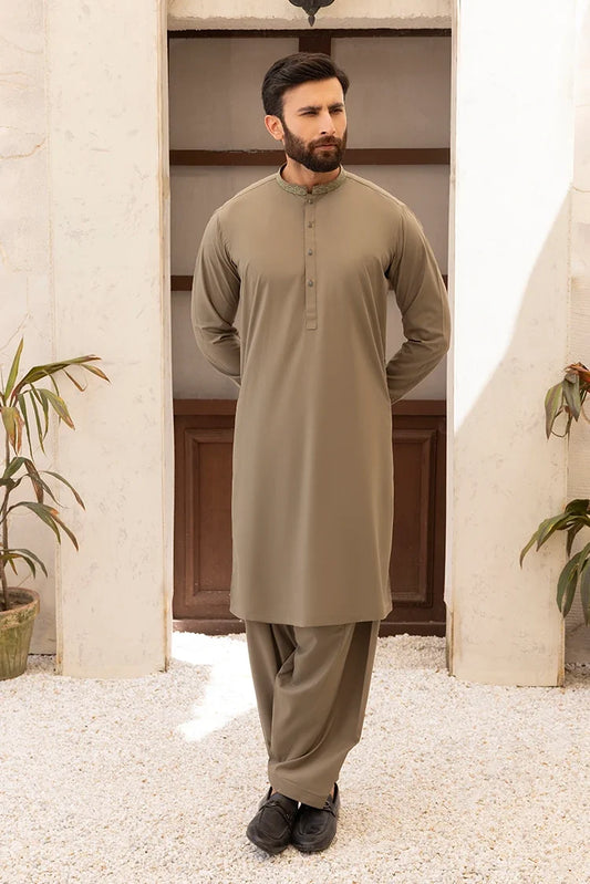 Black Pearl - Wash & Wear | Olive Ban Shalwar Kameez