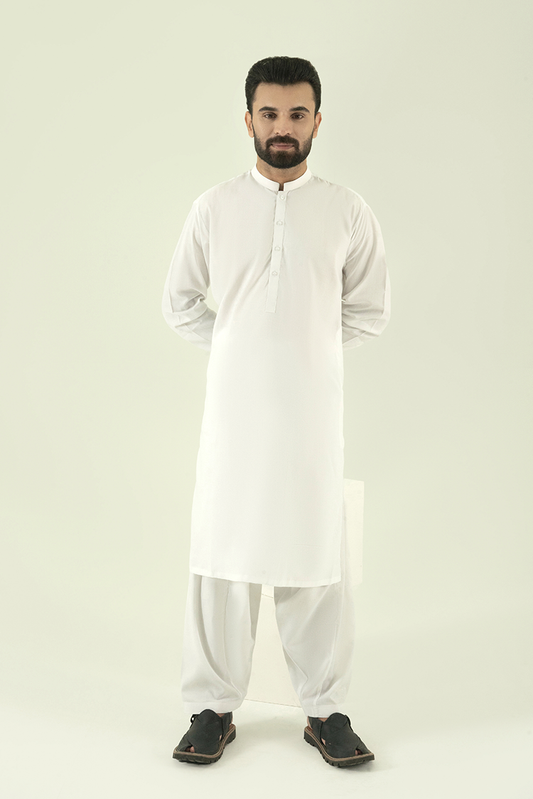 Black Pearl - Wash & Wear | Off White Ban Kameez Shalwar