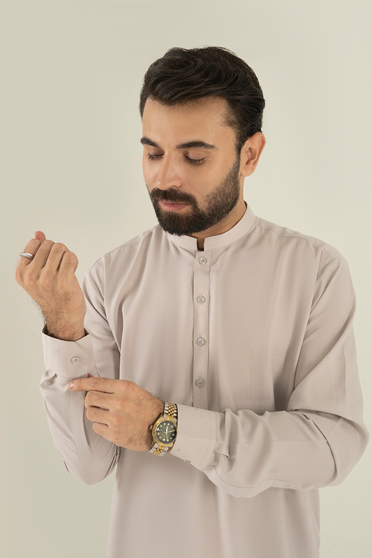 Picture of Black Pearl - Wash & Wear | Silver Ban Kameez Shalwar - Available at Raja Sahib