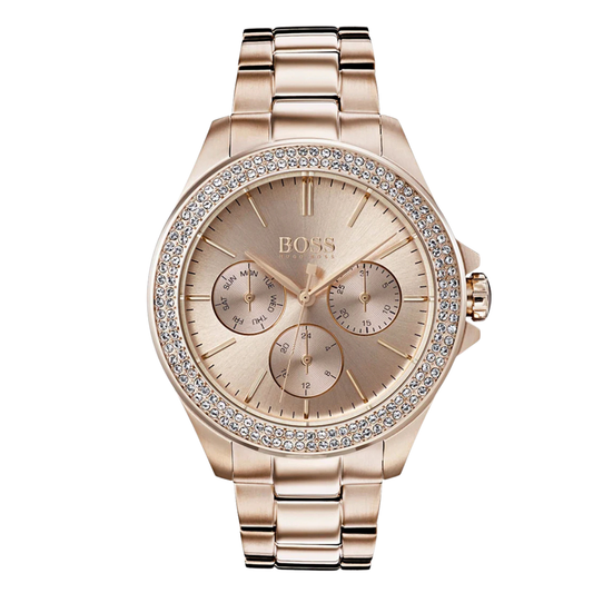 Hugo Boss Premiere Gold Stainless Steel Gold Dial Quartz Watch For Ladies - 1502443