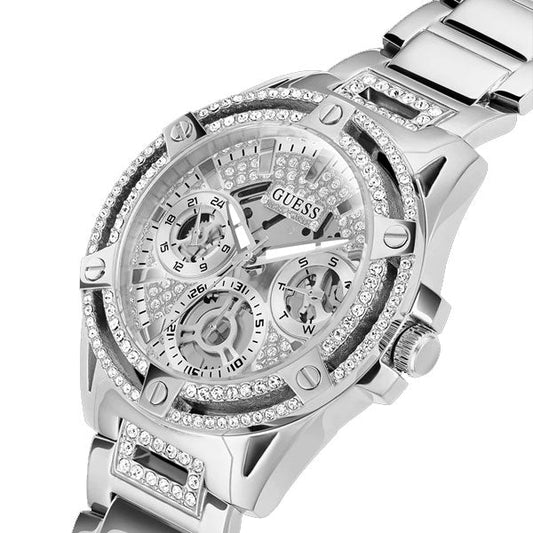 Guess Queen Silver Stainless Steel Silver Dial Quartz Watch for Ladies - GW0464L1