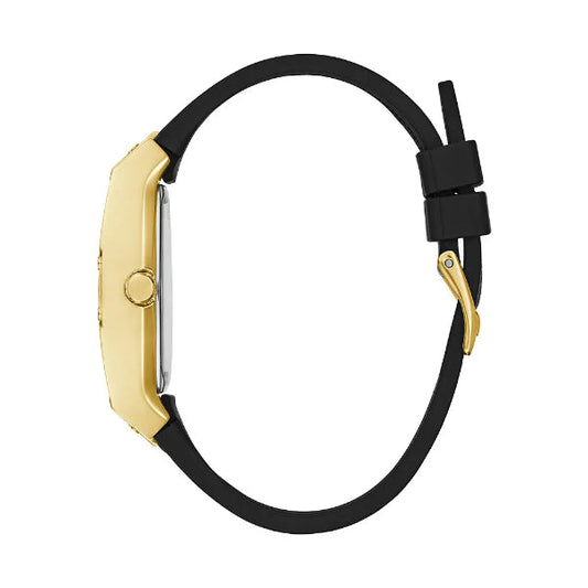Guess Phoenix Black Silicone Strap Gold Dial Quartz Watch for Ladies - GW0105L2