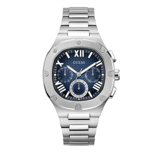 Guess Silver Stainless Steel Blue Dial Chronograph Quartz Watch for Gents - GW0572G1
