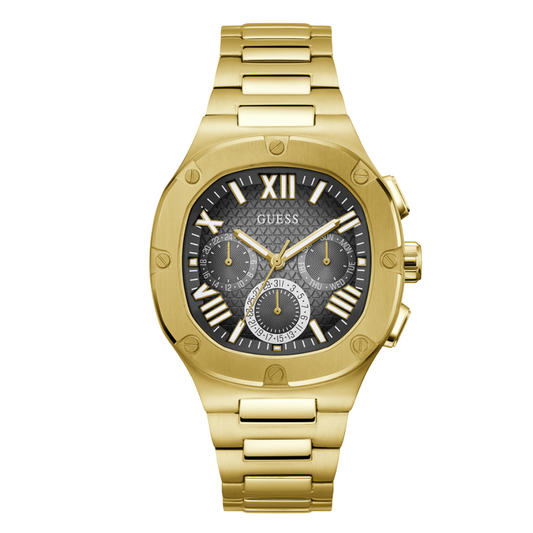 Guess Gold Stainless Steel Black Dial Chronograph Quartz Watch for Gents - GW0572G2