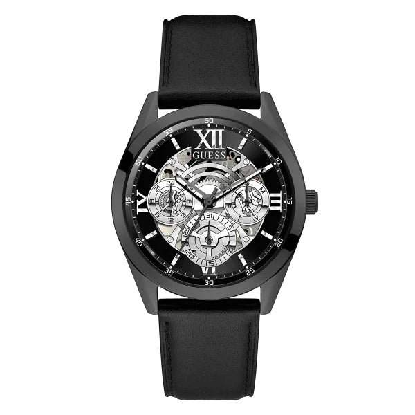 Picture of Guess Black Leather Strap Black Dial Quartz Watch for Gents - GW0389G4 - Available at Raja Sahib