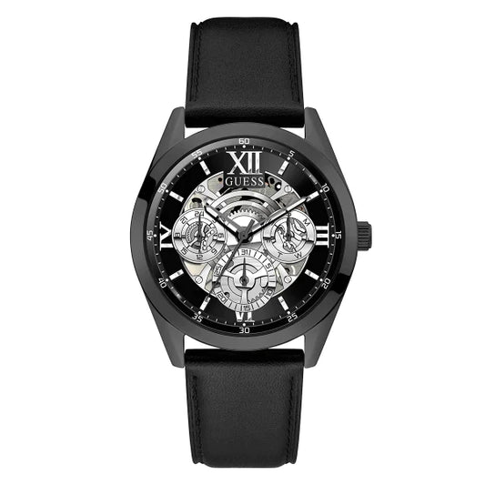 Picture of Guess Black Leather Strap Black Dial Quartz Watch for Gents - GW0389G4 - Available at Raja Sahib
