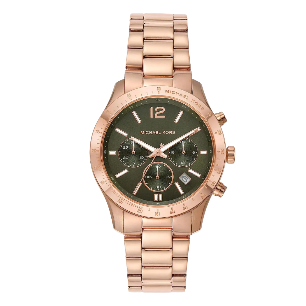 Picture of Michael Kors Rose Gold Stainless Steel Green Dial Quartz Watch for Ladies - MK7412 - Available at Raja Sahib