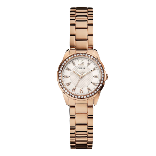 Guess Desire Rose Gold Stainless Steel White Dial Quartz Watch for Ladies - W0445L3
