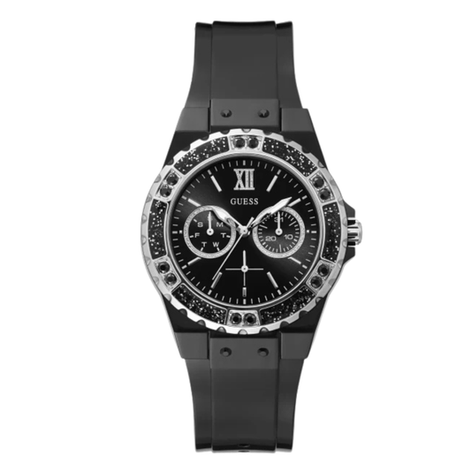Picture of Guess Black Silicone Strap Black Dial Quartz Watch for Ladies - GW0041L5 - Available at Raja Sahib