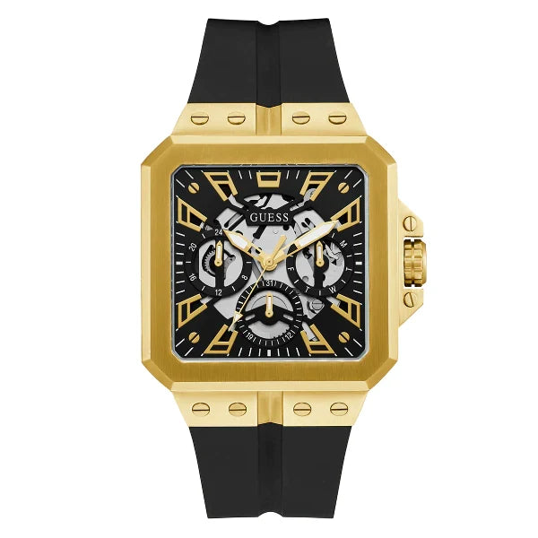 Picture of Guess Leo Black Silicone Strap Black Dial Quartz Watch for Gents - GW0637G2 - Available at Raja Sahib