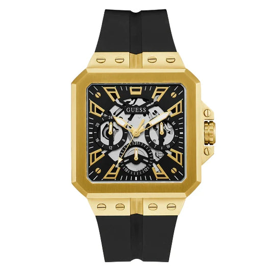 Picture of Guess Leo Black Silicone Strap Black Dial Quartz Watch for Gents - GW0637G2 - Available at Raja Sahib