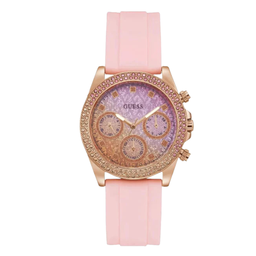 Picture of Guess Pink Silicone Strap Pink Dial Quartz Watch for Ladies - GW0032L4 - Available at Raja Sahib