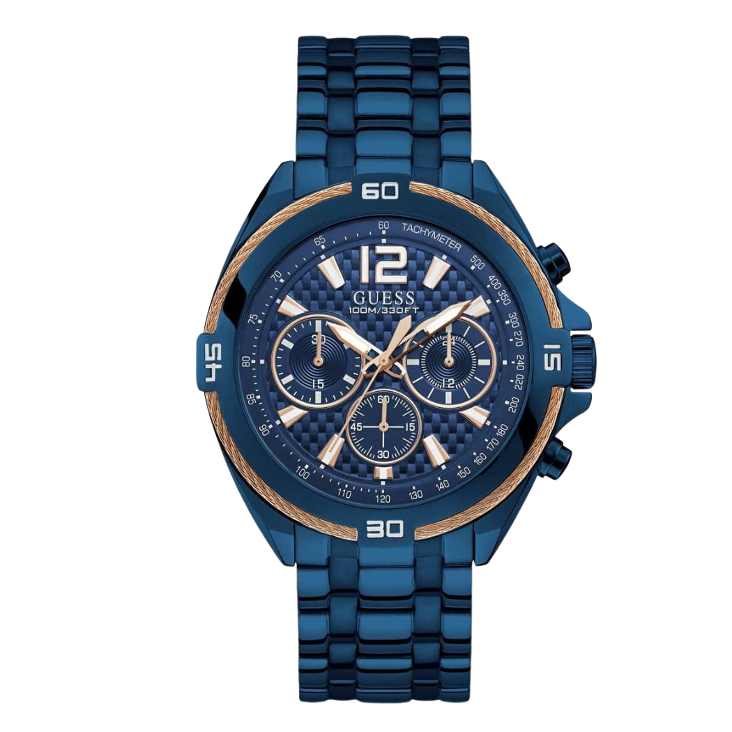 Picture of Guess Surge Blue Stainless Steel Blue Dial Chronograph Quartz Watch for Gents - W1258G3 - Available at Raja Sahib
