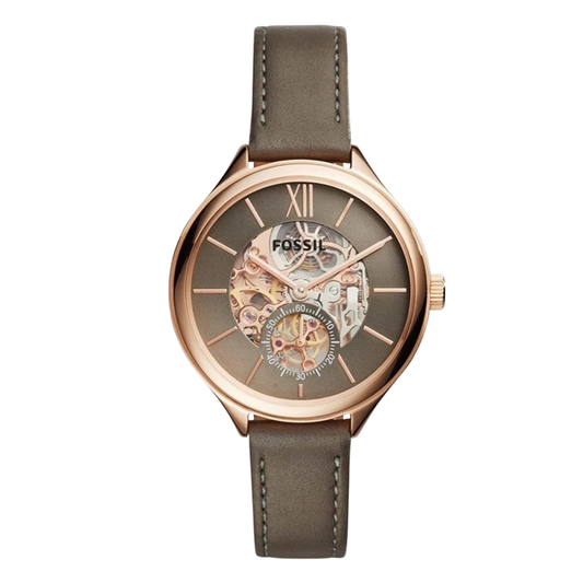 Fossil Brown Leather Strap Brown Dial Automatic Watch for Ladies - BQ3265