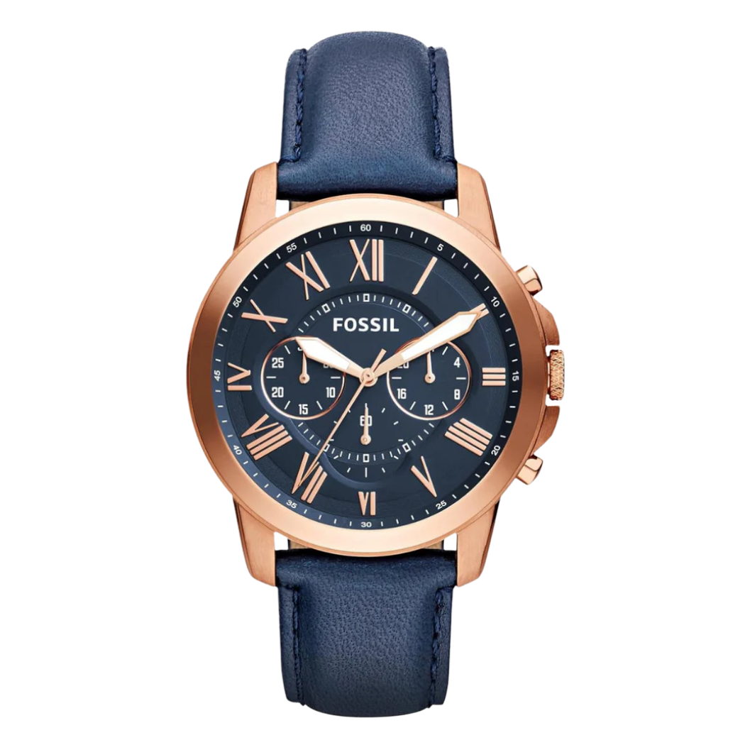Picture of Fossil Grant Blue Leather Strap Blue Dial Chronograph Quartz Watch for Gents - FS4835 - Available at Raja Sahib