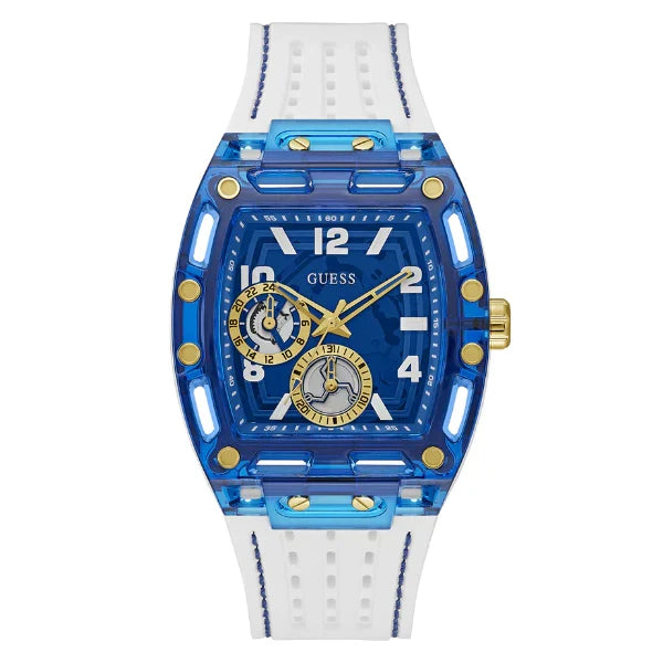 Picture of Guess Phoenix White Silicone Strap Blue Dial Quartz Watch for Gents - GW0499G6 - Available at Raja Sahib