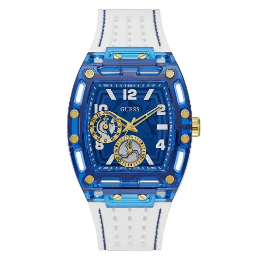 Picture of Guess Phoenix White Silicone Strap Blue Dial Quartz Watch for Gents - GW0499G6 - Available at Raja Sahib