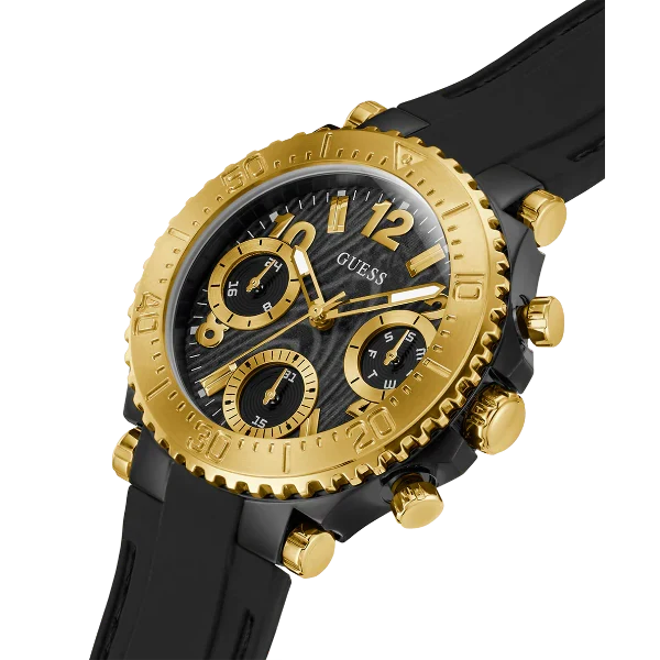 Picture of Guess Cosmic Black Silicone Strap Black Dial Chronograph Quartz Watch for Ladies - GW0466L1 - Available at Raja Sahib