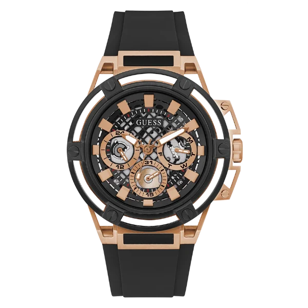 Picture of Guess Matrix Black Silicone Strap Black Dial Quartz Watch for Gents - GW0423G5 - Available at Raja Sahib