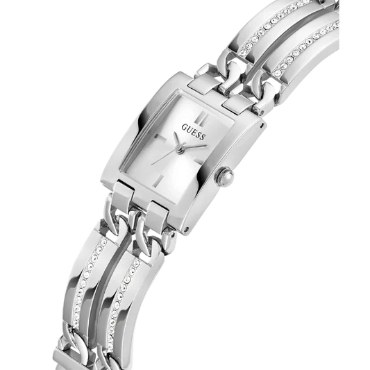 Guess MOD ID Silver Stainless Steel Silver Dial Quartz Watch for Ladies - GW0668L1