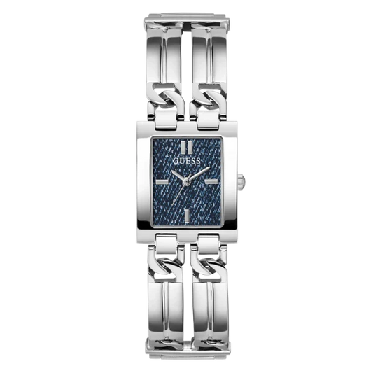Guess MOD ID Silver Stainless Steel Blue Dial Quartz Watch for Ladies - GW0807L1