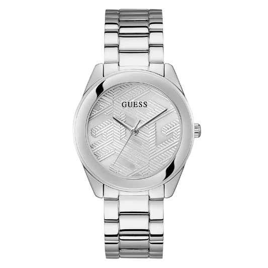 Guess Cubed Silver Stainless Steel Silver Dial Quartz Watch for Ladies - GW0606L1