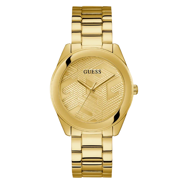 Picture of Guess Cubed Gold Stainless Steel Gold Dial Quartz Watch for Ladies - GW0606L2 - Available at Raja Sahib
