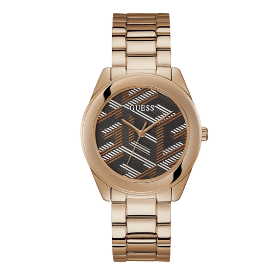 Guess Cubed Rose Gold Stainless Steel Black Dial Quartz Watch for Ladies - GW0607L3