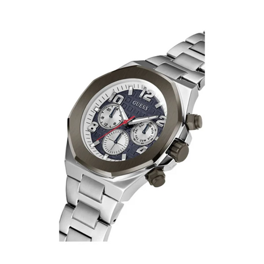 Picture of Guess Empire Silver Stainless Steel Blue Dial Quartz Watch for Gents - GW0489G1 - Available at Raja Sahib