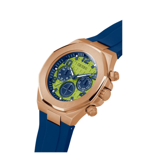 Picture of Guess Empire Blue Silicone Strap Lime Green Dial Quartz Watch for Gents - GW0583G3 - Available at Raja Sahib