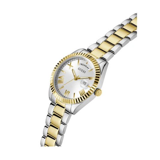 Guess Luna Two-tone Stainless Steel Silver Dial Quartz Watch for Ladies - GW0308L6
