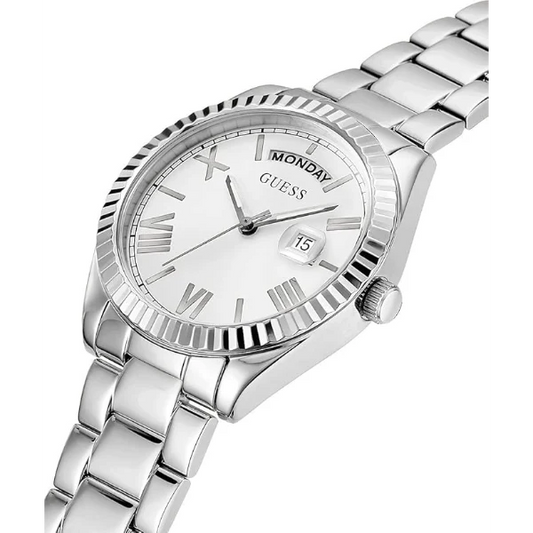 Guess Luna Silver Stainless Steel White Dial Quartz Watch for Ladies - GW0308L1