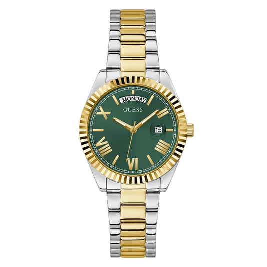 Guess Luna Two-tone Stainless Steel Green Dial Quartz Watch for Ladies - GW0308L5