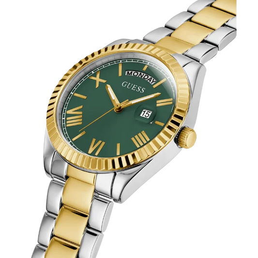 Guess Luna Two-tone Stainless Steel Green Dial Quartz Watch for Ladies - GW0308L5