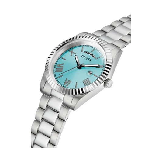Picture of Guess Connoisseur Silver Stainless Steel Tiffany Blue Dial Quartz Watch for Gents - GW0265G11 - Available at Raja Sahib