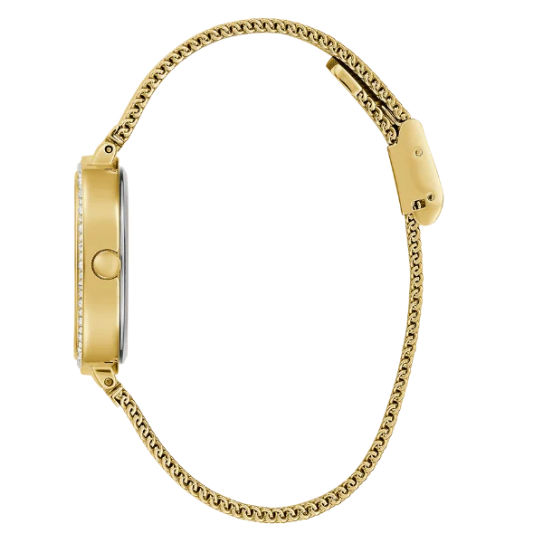 Picture of Guess Tapestry Gold Mesh Bracelet Red Dial Quartz Watch for Ladies - GW0354L4 - Available at Raja Sahib
