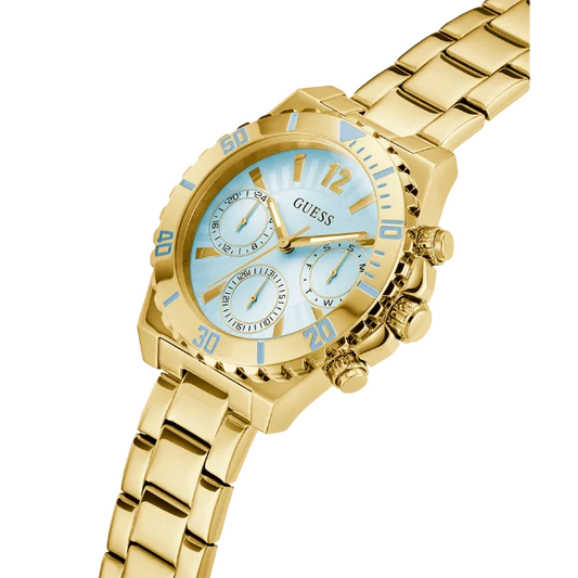 Guess Phoebe Gold Stainless Steel Blue Dial Chronograph Quartz Watch for Ladies - GW0696L2