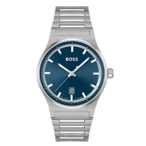 Picture of Hugo Boss Candor Silver Stainless Steel Blue Dial Quartz Watch For Gents - Boss 1514076 - Available at Raja Sahib