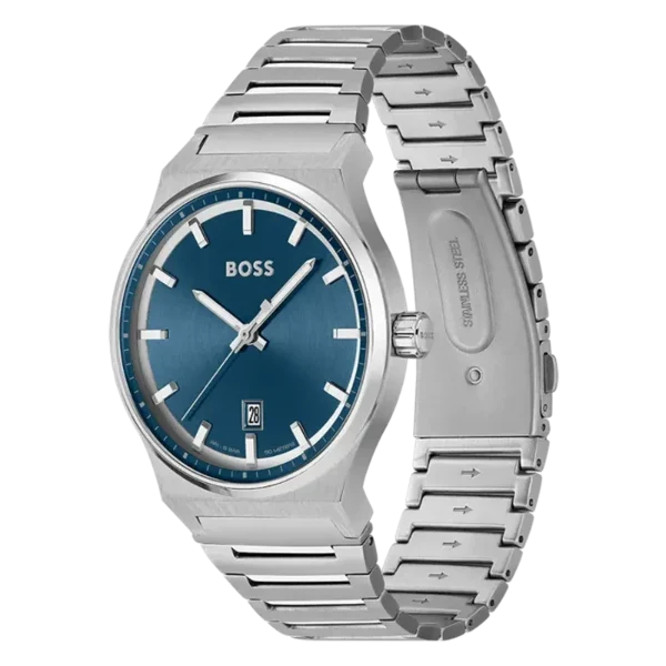 Picture of Hugo Boss Candor Silver Stainless Steel Blue Dial Quartz Watch For Gents - Boss 1514076 - Available at Raja Sahib