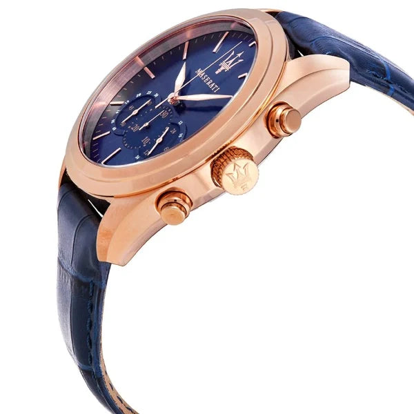 Picture of Maserati Traguardo Blue Leather Strap Blue Dial Quartz Watch for Gents - R8871612015 - Available at Raja Sahib