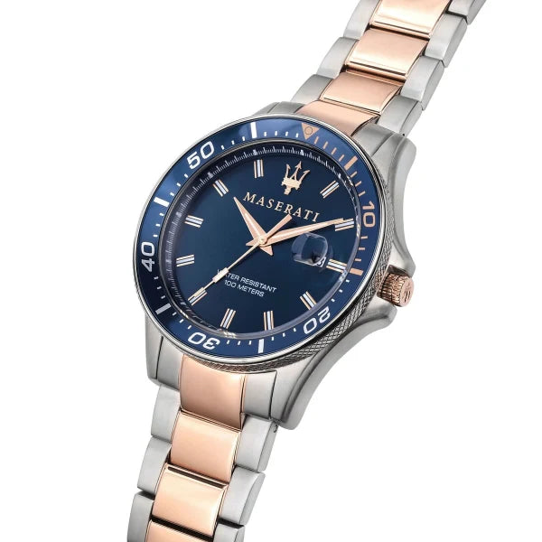 Picture of Maserati Sfida Two-Tone Stainless Steel Blue Dial Quartz Watch for Gents - R8853140003 - Available at Raja Sahib