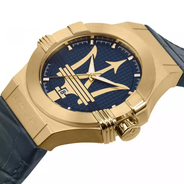 Picture of Maserati Potenza Blue Leather Strap Blue Dial Quartz Watch for Gents - R8851108035 - Available at Raja Sahib